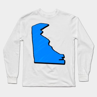 Bright Blue Delaware Outline Long Sleeve T-Shirt